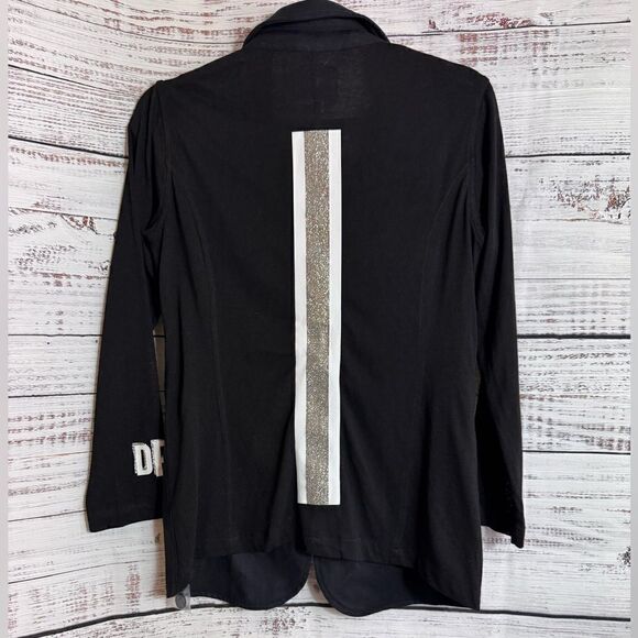 Romi Basha Blazer Womens Size Small Toni Linen Cotton Blend Black woven New - Picture 5 of 13